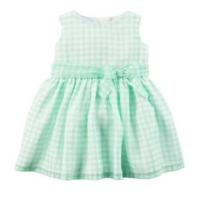 NWT 3T Carter's Green & White Checkered Dress
